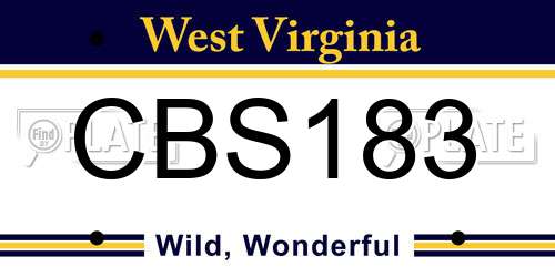 CBS183 West Virginia License Plate