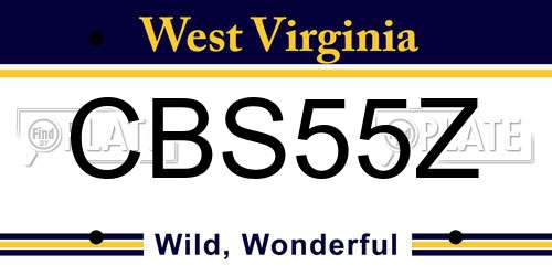 CBS55Z West Virginia License Plate