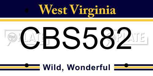 CBS582 West Virginia License Plate