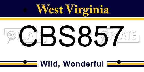 CBS857 West Virginia License Plate