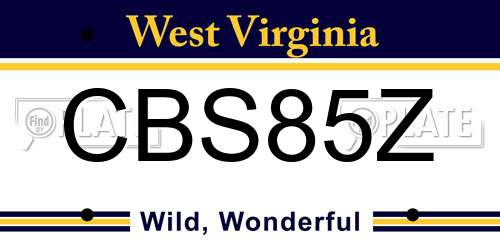 CBS85Z West Virginia License Plate