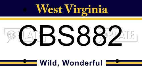 CBS882 West Virginia License Plate