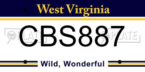 CBS887 West Virginia License Plate