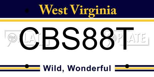 CBS88T West Virginia License Plate