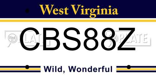 CBS88Z West Virginia License Plate