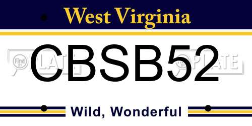 CBSB52 West Virginia License Plate