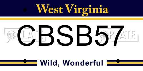 CBSB57 West Virginia License Plate