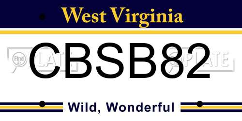 CBSB82 West Virginia License Plate