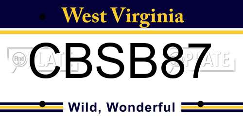 CBSB87 West Virginia License Plate