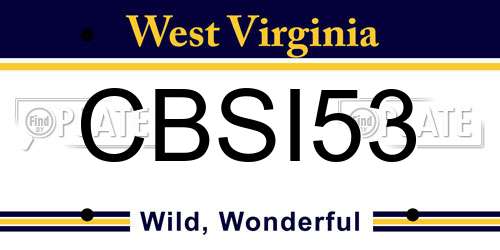 CBSI53 West Virginia License Plate