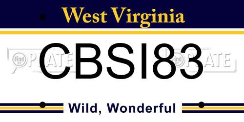CBSI83 West Virginia License Plate