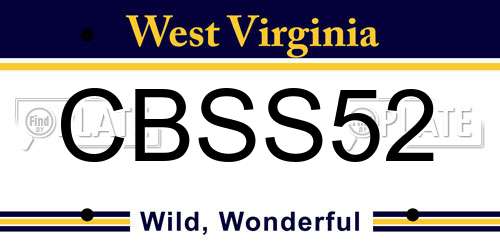 CBSS52 West Virginia License Plate