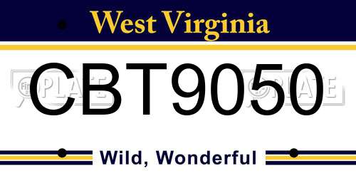 CBT9050 West Virginia License Plate