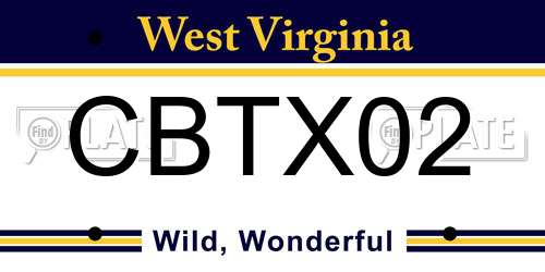 CBTX02 West Virginia License Plate