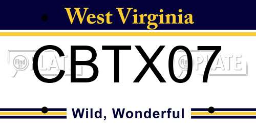 CBTX07 West Virginia License Plate