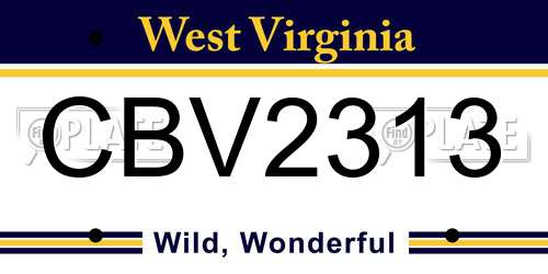 CBV2313 West Virginia License Plate