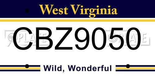 CBZ9050 West Virginia License Plate