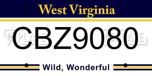 CBZ9080 West Virginia License Plate