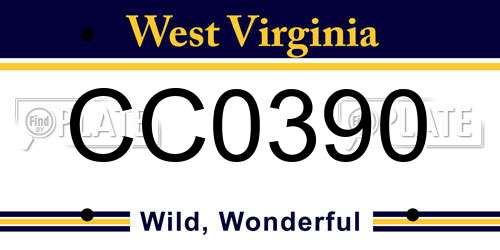 CC0390 West Virginia License Plate