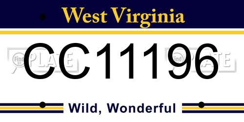 CC11196 West Virginia License Plate