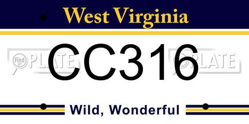 CC316 West Virginia License Plate