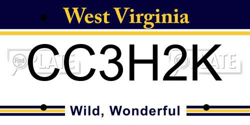 CC3H2K West Virginia License Plate