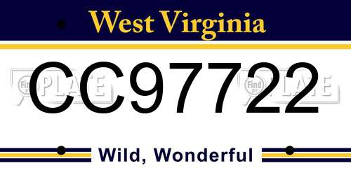 CC97722 West Virginia License Plate