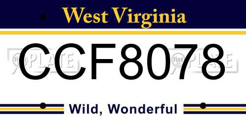 CCF8078 West Virginia License Plate