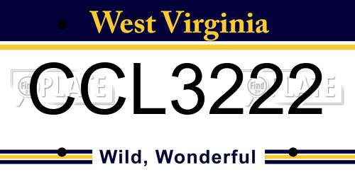 CCL3222 West Virginia License Plate