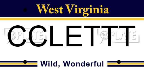CCLETTT West Virginia License Plate