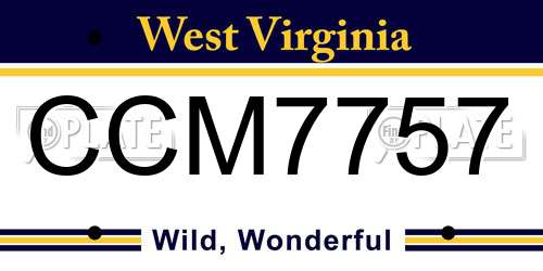 CCM7757 West Virginia License Plate
