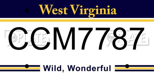 CCM7787 West Virginia License Plate