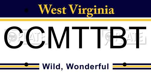 CCMTTBT West Virginia License Plate