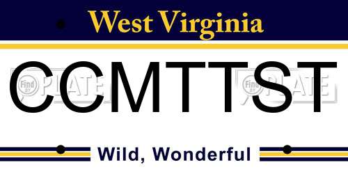 CCMTTST West Virginia License Plate