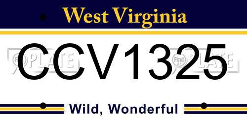 CCV1325 West Virginia License Plate
