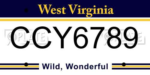 CCY6789 West Virginia License Plate
