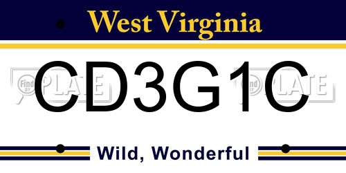 CD3G1C West Virginia License Plate