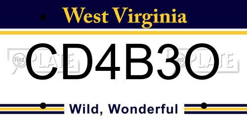 CD4B3O West Virginia License Plate