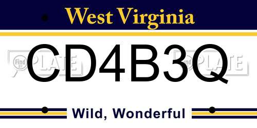 CD4B3Q West Virginia License Plate