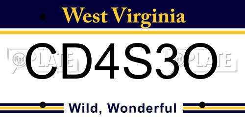 CD4S3O West Virginia License Plate