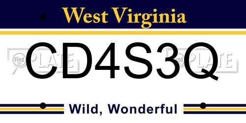 CD4S3Q West Virginia License Plate