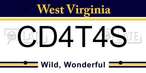 CD4T4S West Virginia License Plate