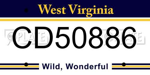 CD50886 West Virginia License Plate