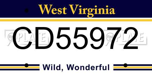 CD55972 West Virginia License Plate