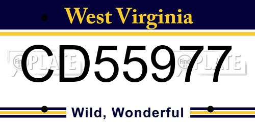 CD55977 West Virginia License Plate