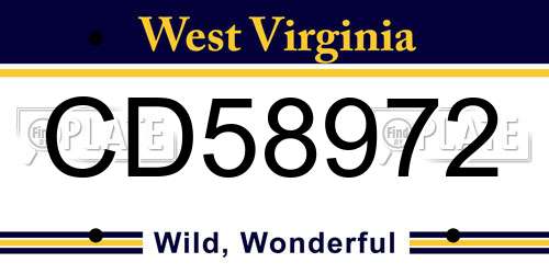 CD58972 West Virginia License Plate