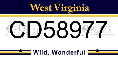 CD58977 West Virginia License Plate