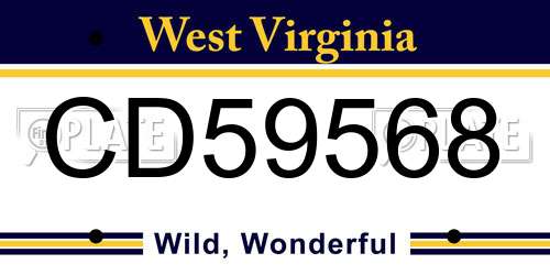CD59568 West Virginia License Plate