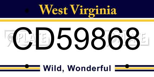 CD59868 West Virginia License Plate