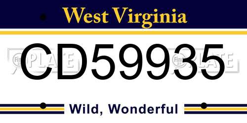 CD59935 West Virginia License Plate